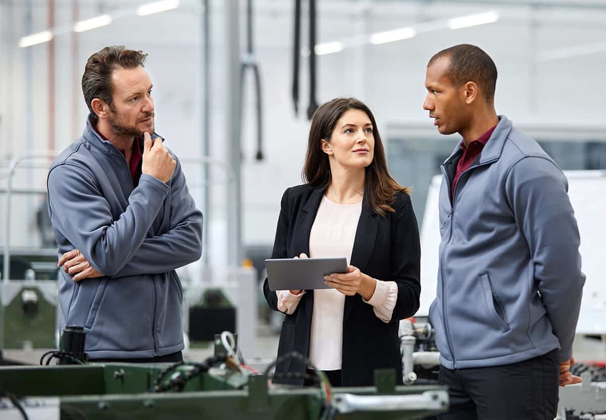 Factory Workers Talking