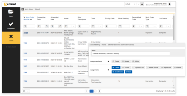 Emaint vendor portal enterprise screen